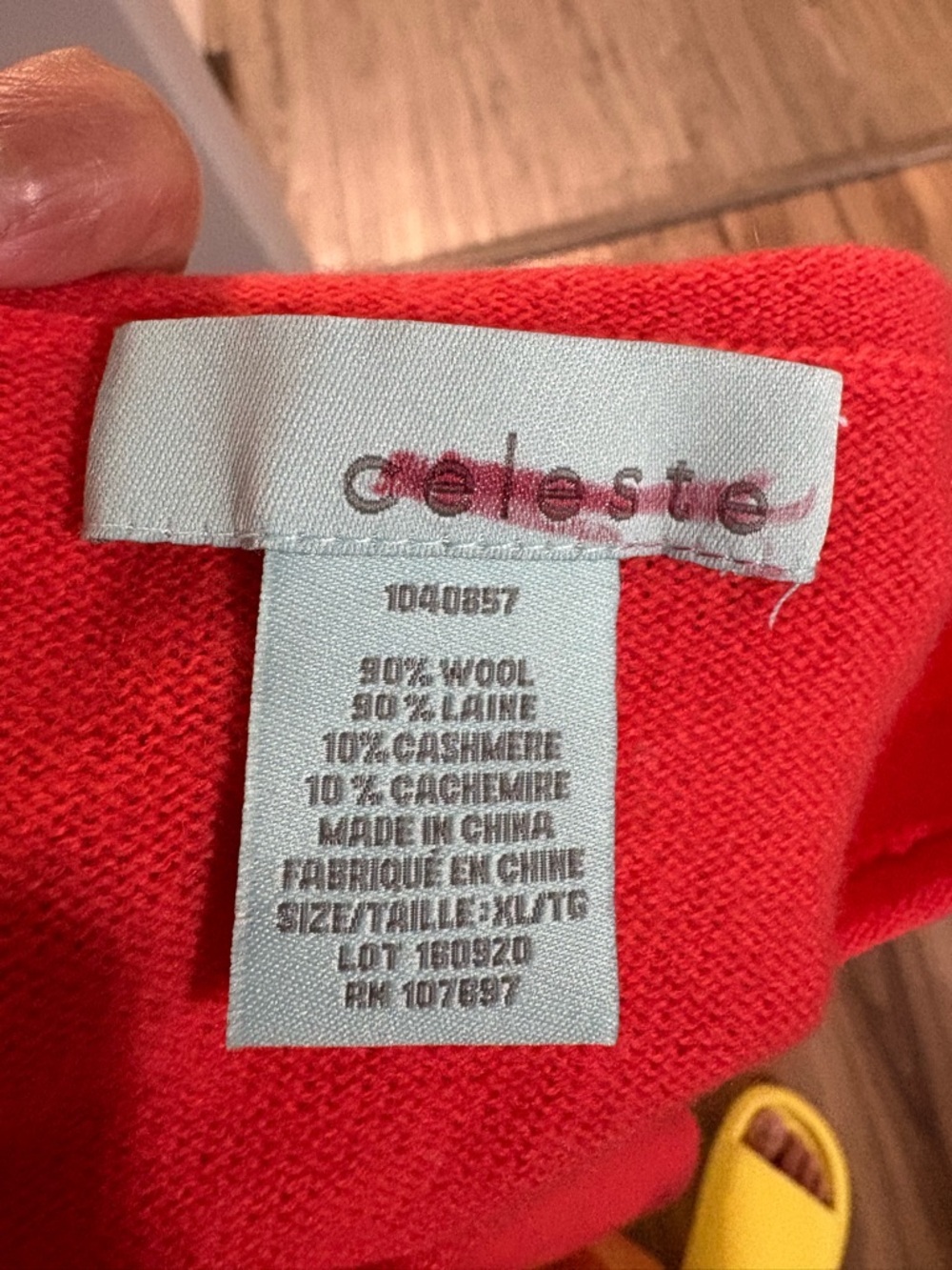 NWOT Celeste Coral-Red Wool-Cashmere Crewneck Sweater - Picture 2 of 5